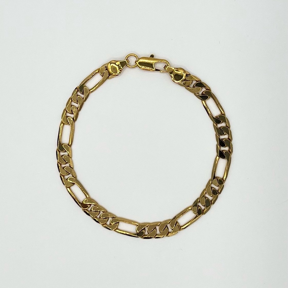 Gold Tone Stainless Steel Figaro Chain Bracelet